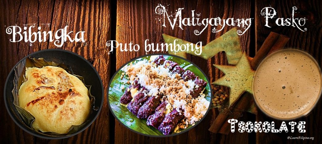 Simbang gabi tsokolate, suman, puto bumbong